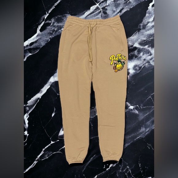 NEW Puffers Smoke Shop Beige Sweatpants Joggers Sz XL,  2XL Zip Up Pockets - Picture 1 of 6